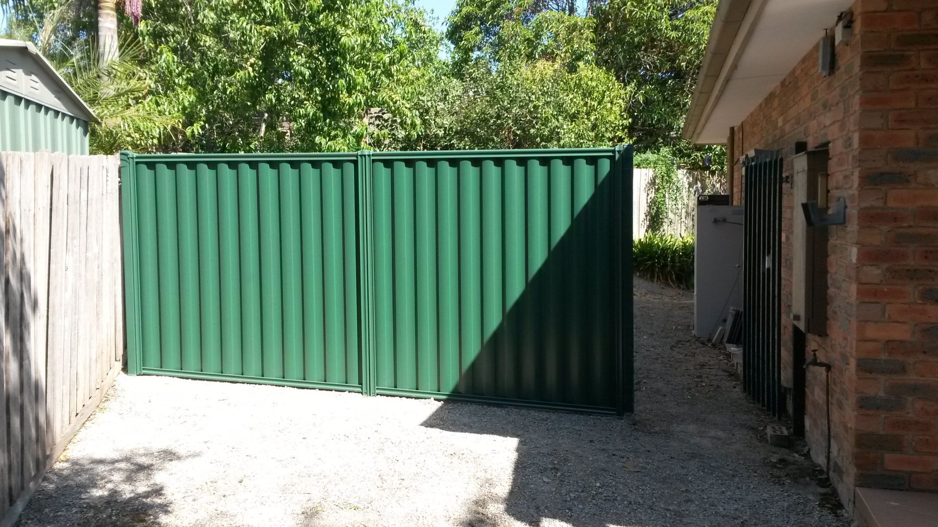 New Colorbond metal fence after replacement